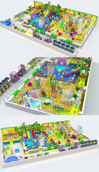 现代淘气堡儿童乐园游乐设施3d模型效果图