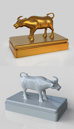 雕塑牛摆件模型