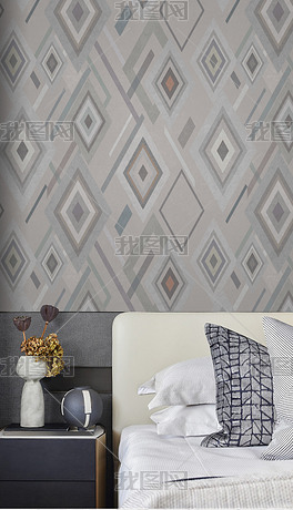 流行现代几何菱形图案莫兰迪四方连续墙壁纸墙布