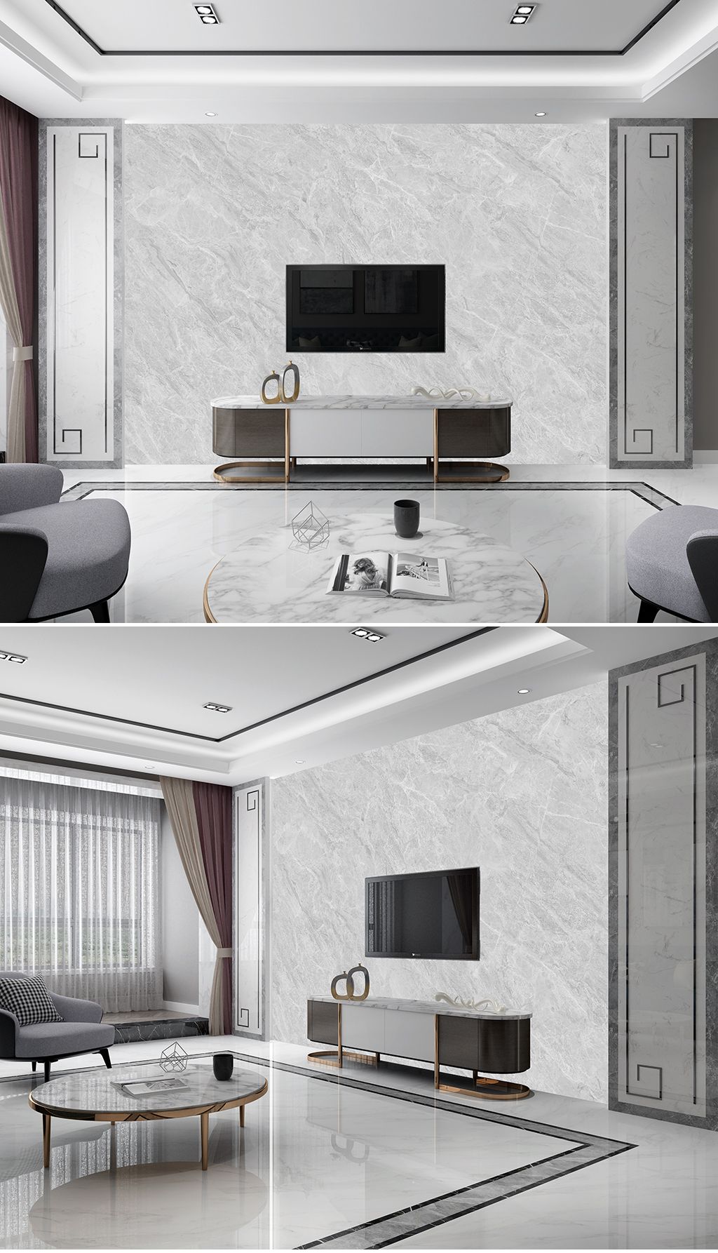 灰色大理石背景墙岩板瓷砖潮流工业暖灰背景墙