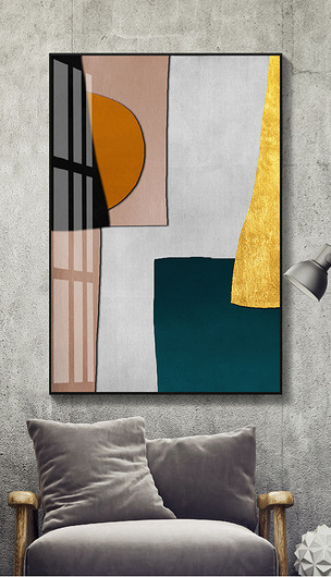 现代简约抽象黑白宅寂风油画艺术客厅玄关装饰画