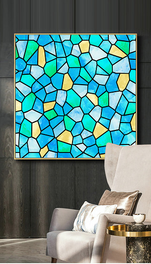 巨幅高清晶格玻璃画作教堂玻璃装饰画设计图片