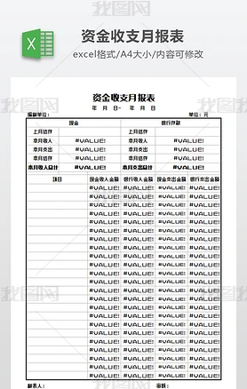 资金收支月报表模版