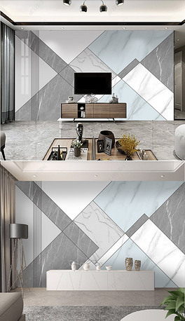 现代简约几何拼接大理石背景墙