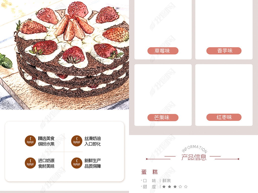 简约清新生日蛋糕糕点面包详情描述