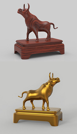 精细雕塑牛摆件模型 stl格式