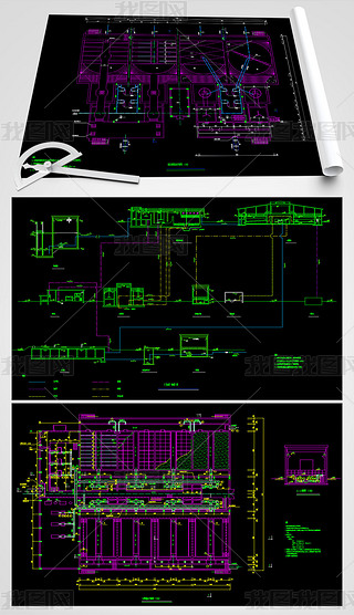 20万吨自来水厂cad工艺设计图