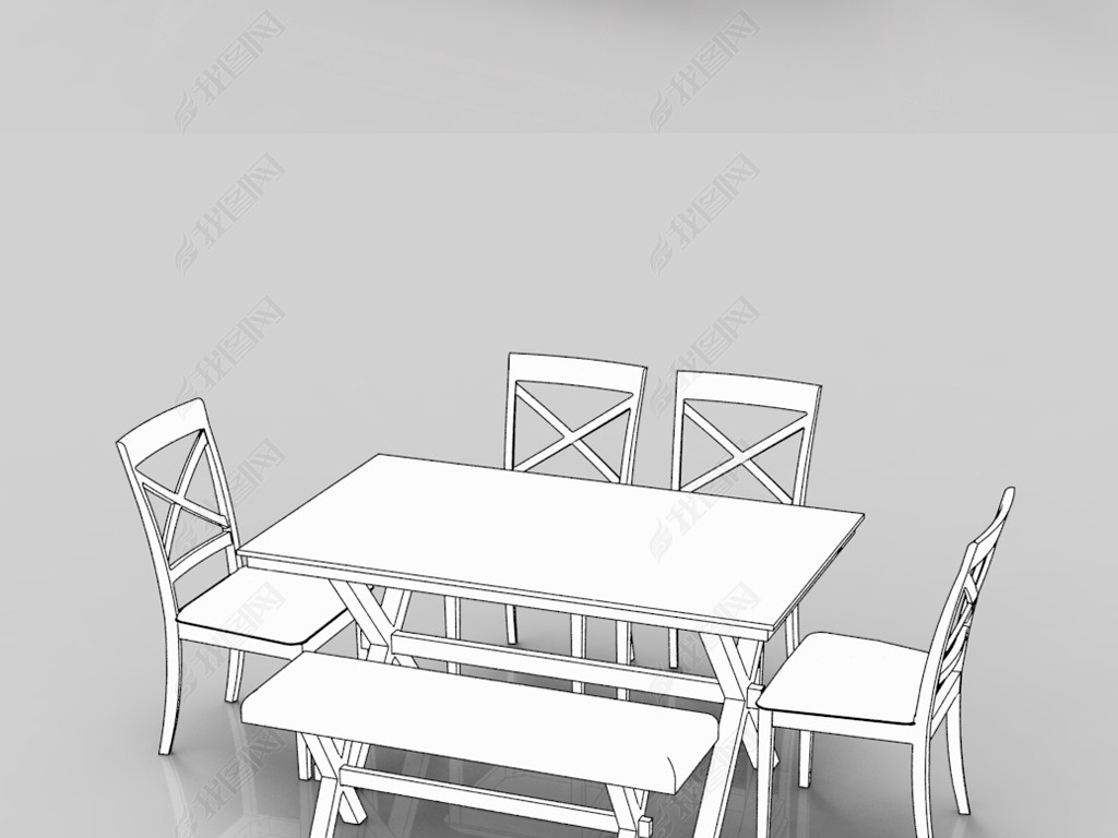 餐桌椅犀牛3D模型