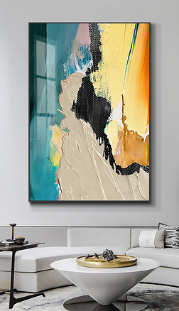 橙色餐厅装饰画|北欧橙色现代抽象油画餐厅玄关客厅落地画装饰画