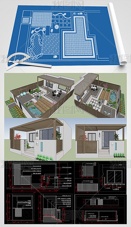 全套庭院景观CAD施工图效果图