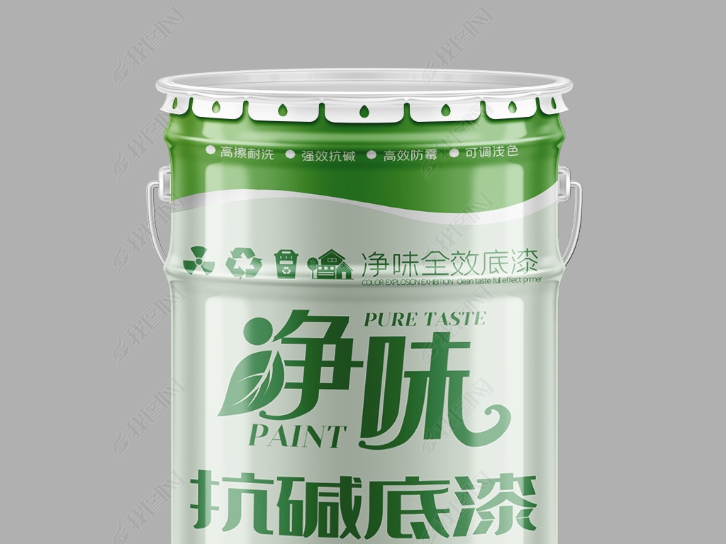 精品大气绿色环保抗碱底漆油漆包装设计