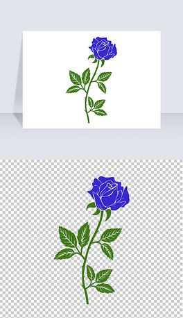 蓝玫瑰卡通图片手绘花朵素材png免扣元素蓝色