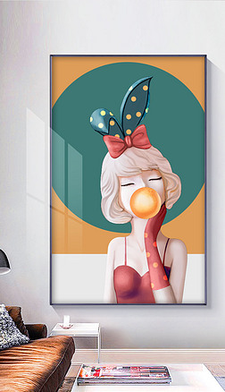 手绘女孩公主人物现代简约小清新装饰画