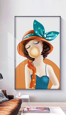 手绘女孩公主人物现代简约小清新装饰画3