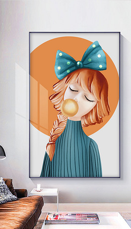 手绘女孩公主人物现代简约小清新装饰画4