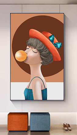 手绘女孩公主人物现代简约小清新装饰画2