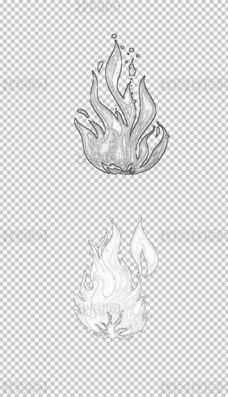火苗火焰素描画免抠素材(样式一)