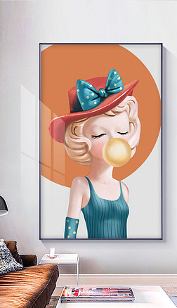 手绘女孩公主人物现代简约小清新装饰画5