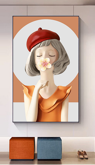 手绘女孩公主人物现代简约小清新装饰画8