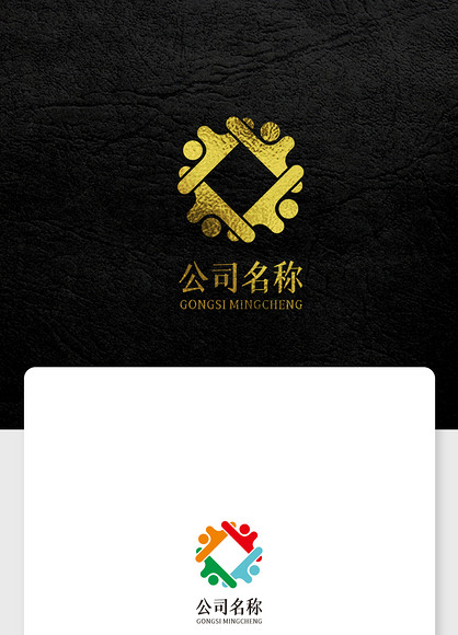 人物团结向上合作共赢公司企业logo设计