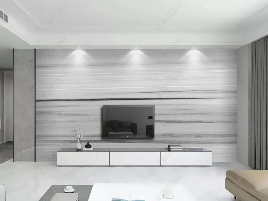 现代简约抽象水墨线条大理石纹电视背景墙