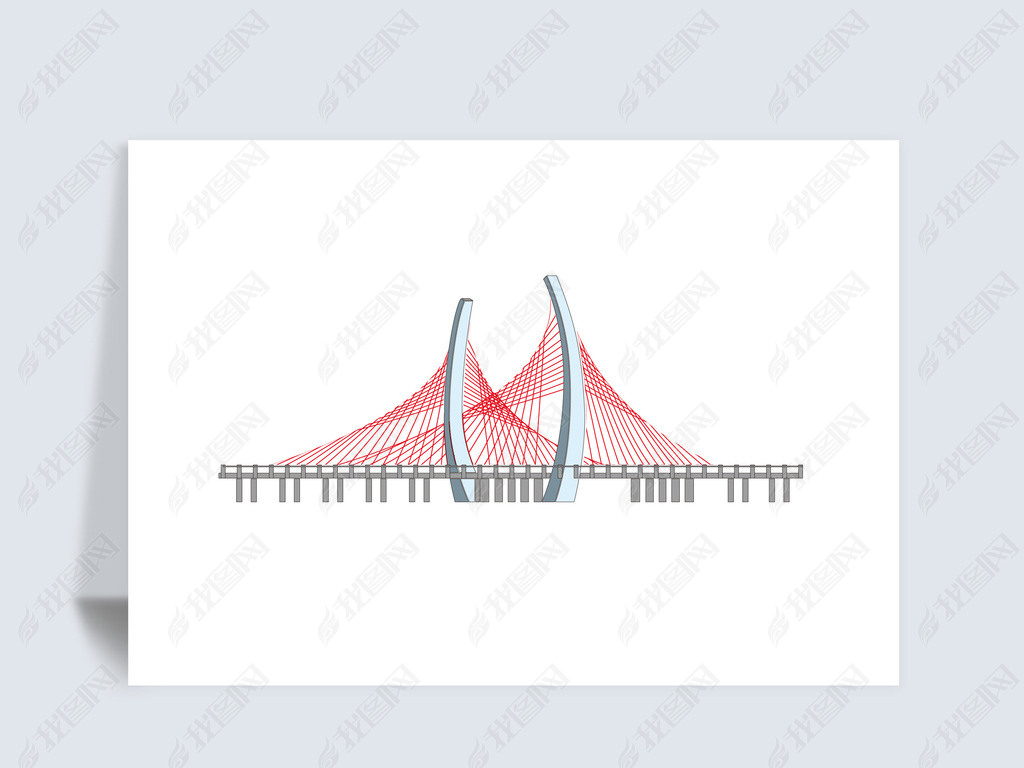 河北保定巨力大桥城市地标建筑矢量ai格式