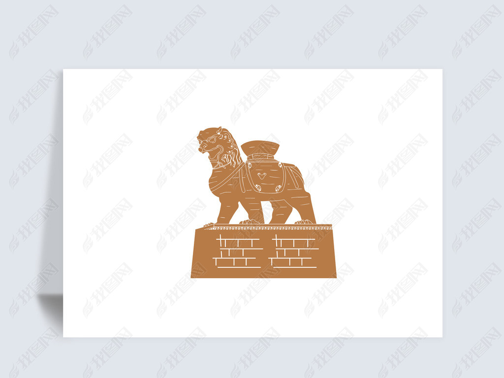 原创沧州沧县铁狮子矢量城市地标ai素材版权可商用