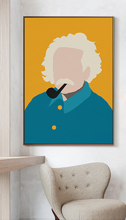 时尚现代抽象摩登名人爱因斯坦客厅玄关装饰画1