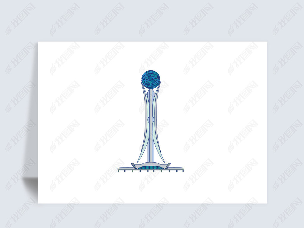 原创常州滆湖之星观光塔城市地标建筑矢量插图画版权可商用