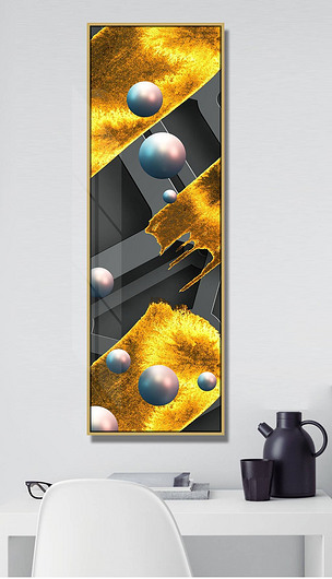 晶瓷画抽象画3d立体圆球装饰画黑色烁金装饰画
