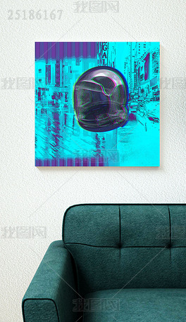 现代科技炫酷客厅玄关装饰画原创可商用