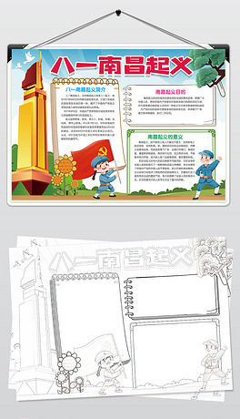 八一南昌起义小报建军节历史抗战手抄报素材