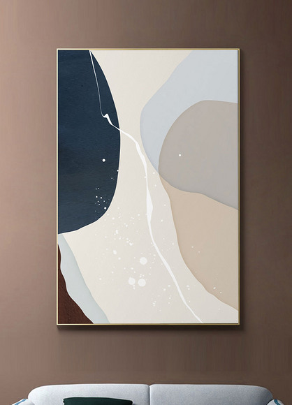 原创现代简约几何色块拼接立体抽象装饰画版权可商用