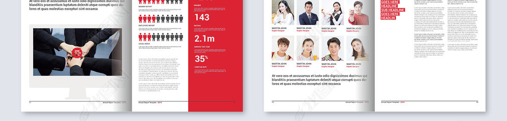 红色时尚大气学校宣传画册cdr设计模板