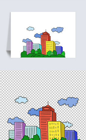 建党100周年城市的变迁高楼大厦手抄报元素