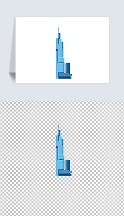 南京紫峰大厦高楼大厦城市地标建筑矢量插图画