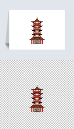 南通光孝塔古佛塔天宁寺城市地标建筑矢量设计