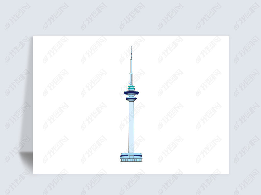 原创南通电视塔高塔城市地标建筑矢量设计插图画版权可商用