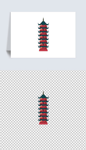 无锡市锡惠公园龙光塔城市地标建筑矢量设计插图