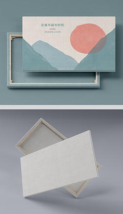 带盒子装饰画画框亚麻布画布图案设计样机11