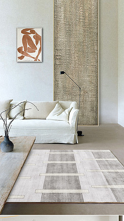 日式侘寂风客厅卧室轻奢现代简约床边毯地毯地垫
