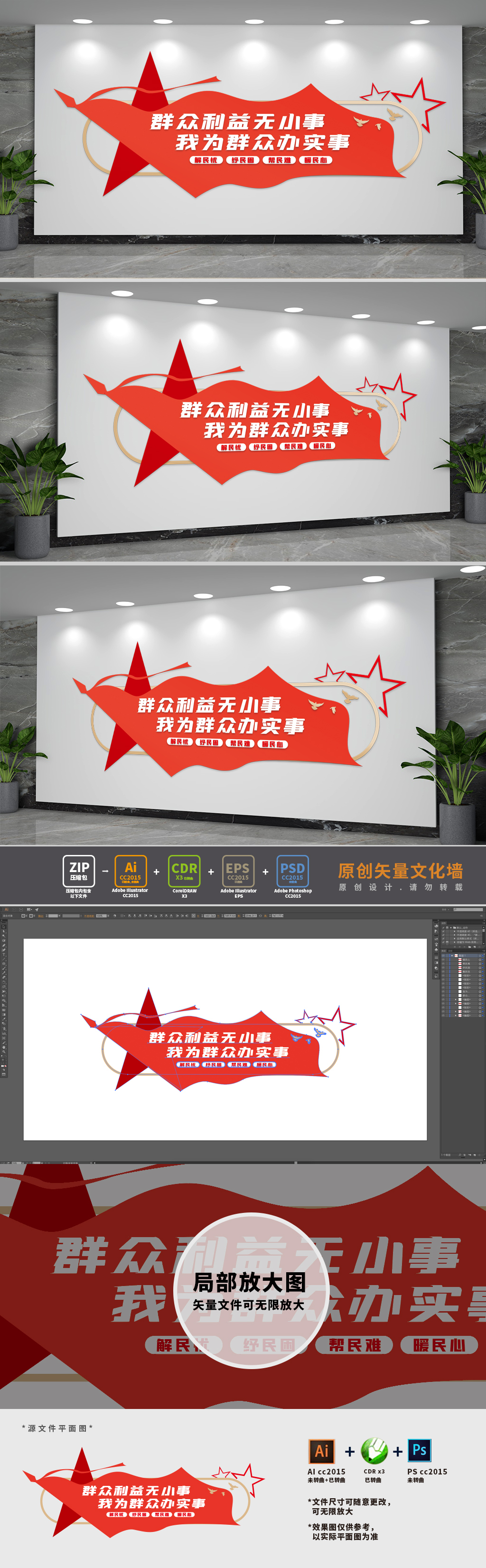 为群众办实事主题党日文化墙
