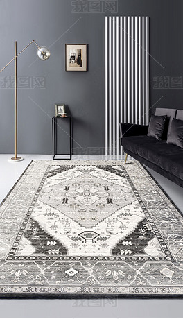 现代轻奢灰色土耳其波斯客厅卧室床边地毯地垫