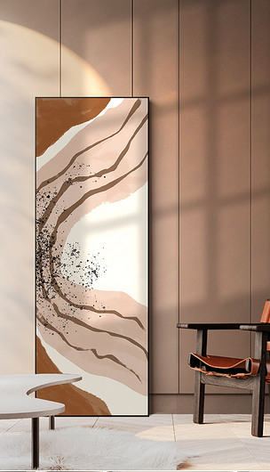 现代北欧意式极简爱马仕抽象油画轻奢玄关装饰画