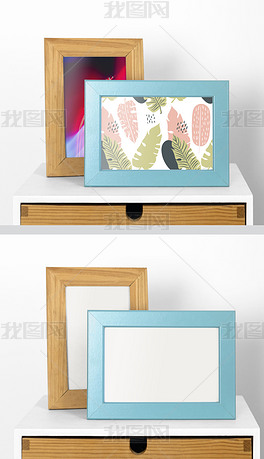 桌面上相框画框海报装饰画场景样机29b