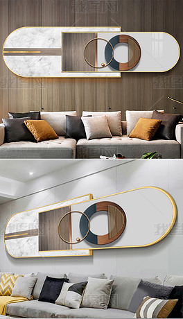 现代轻奢意式立体金属3D空间客厅组合装饰画