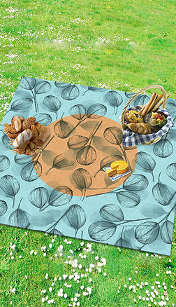北欧简约野餐垫几何图案户外野餐布餐桌桌布