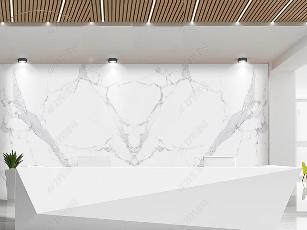 原创高清大气鱼肚白大理石企业前台背景墙版权可商用