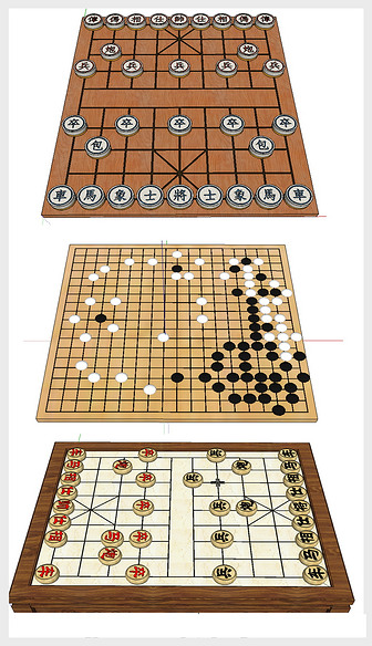 现代国际象棋围棋跳五子中国SU模型