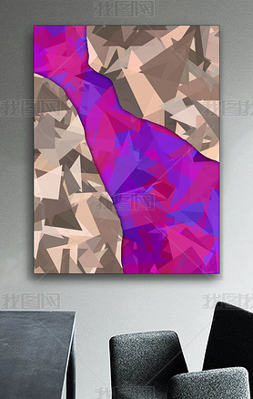 伦巴第印象抽象灰粉红色几何碎片欧式装饰画